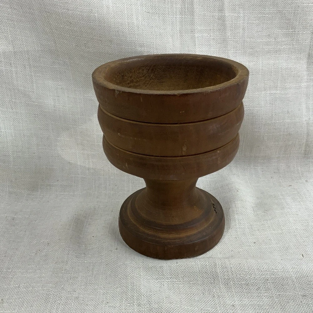 Large Vintage Wooden Mortar And Pestle Hand Turned Primitive Cottage Farmhouse